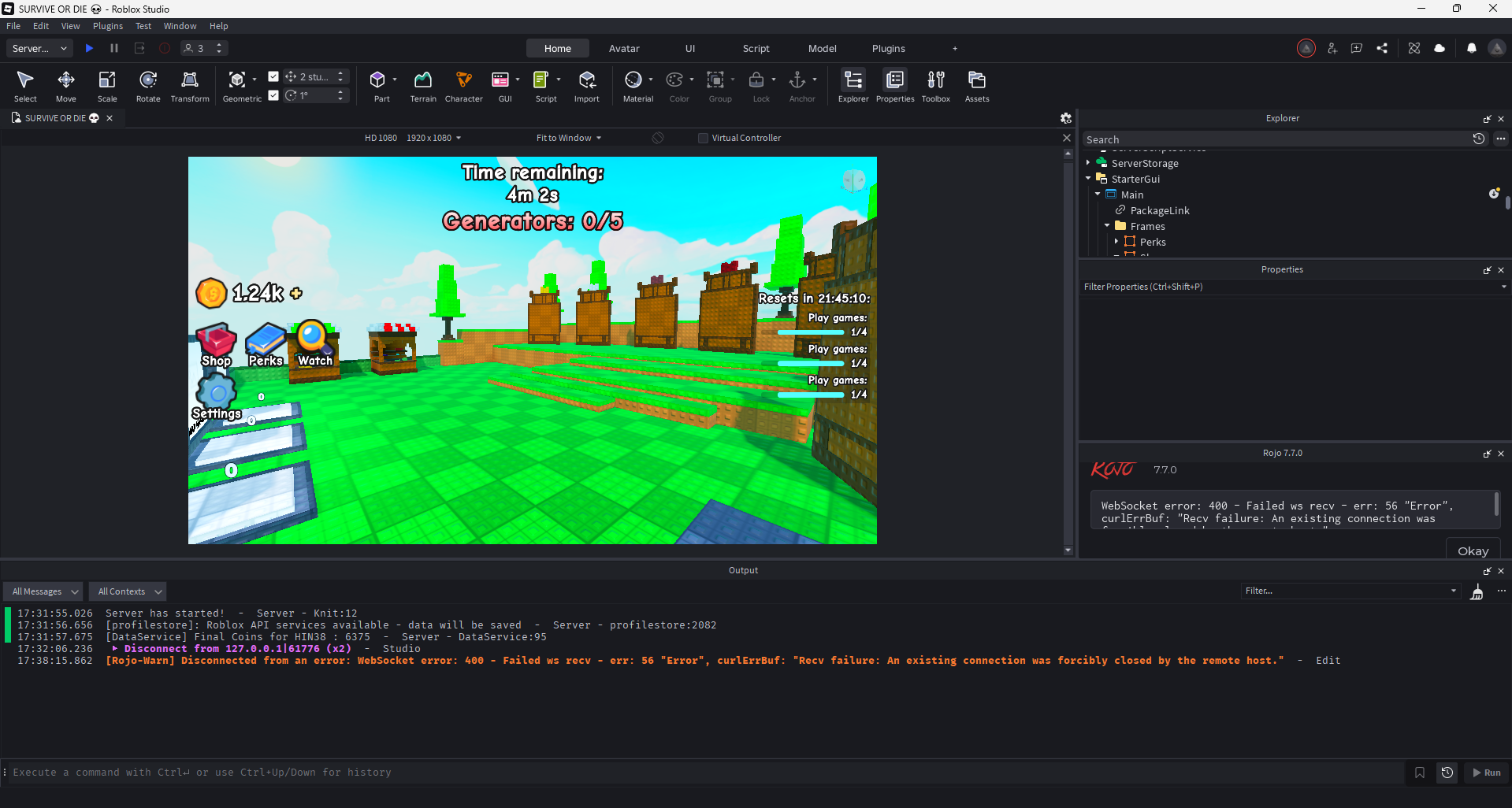 Roblox Studio workspace preview